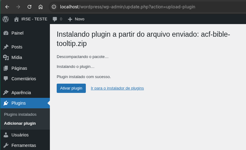 Configurações do Plugin