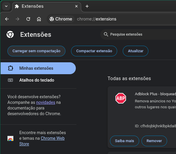 Carregar sem compactação no Chrome