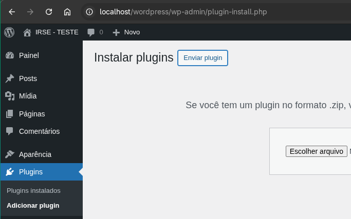 Upload de plugin no WordPress